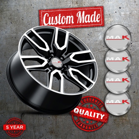 MAK Center Wheel Caps Stickers Grey Background Silver Ring Edition