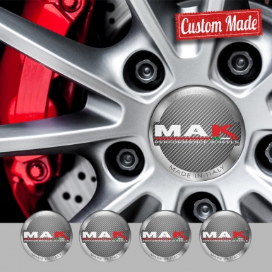 MAK Emblems for Center Wheel Caps Carbon Fiber Silver Ring Design