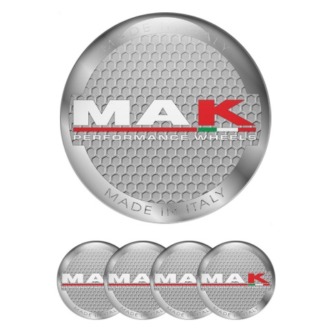 MAK Center Caps Wheel Emblem Honeycomb Motif Silver Ring Edition