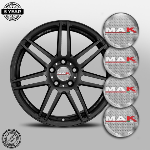 MAK Center Caps Wheel Emblem Honeycomb Motif Silver Ring Edition