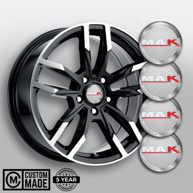 MAK Stickers for Center Wheel Caps White Carbon Silver Ring Edition