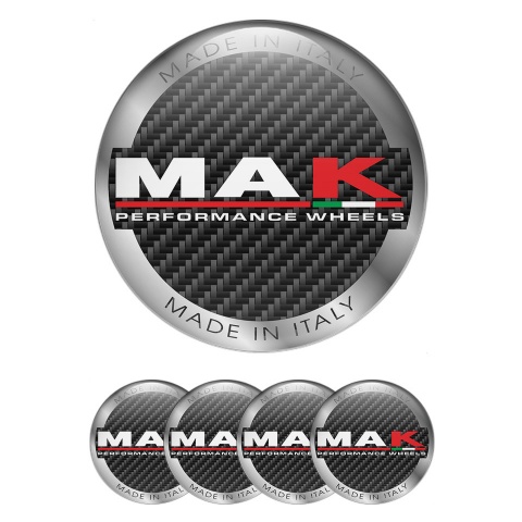 MAK Stickers for Wheels Center Caps Black Carbon Silver Ring Variant