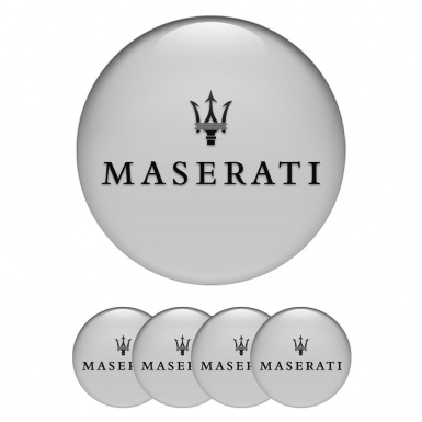 Maserati Emblems for Center Wheel Caps Grey Fill Black Trident Logo