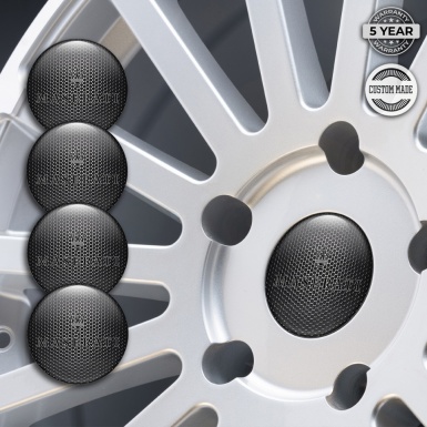 Maserati Domed Stickers for Wheel Center Caps Steel Mesh Black Trident