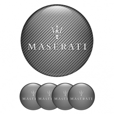Maserati Emblems for Center Wheel Caps Light Carbon White Trident Logo