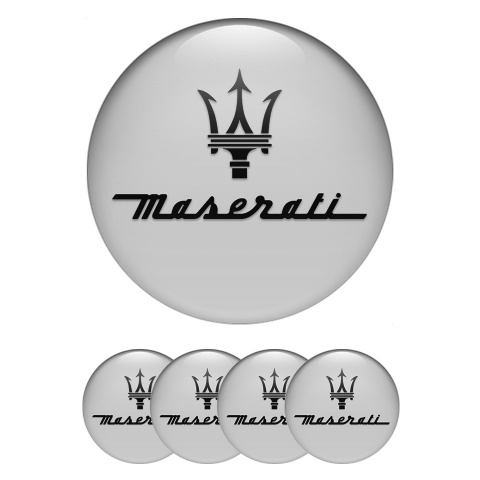 Maserati Emblem for Wheel Center Caps Grey Print Classic Black Trident