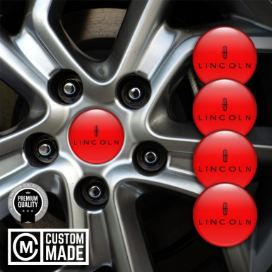 Lincoln Silicone Stickers for Center Wheel Caps Red Print Dark Star Logo