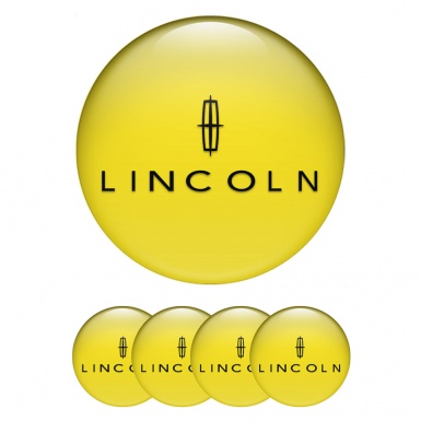 Lincoln Domed Stickers for Wheel Center Caps Yellow Print Black Star Logo