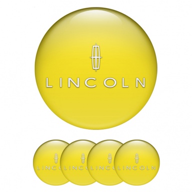 Lincoln Wheel Stickers for Center Caps Yellow Print White Star Logo
