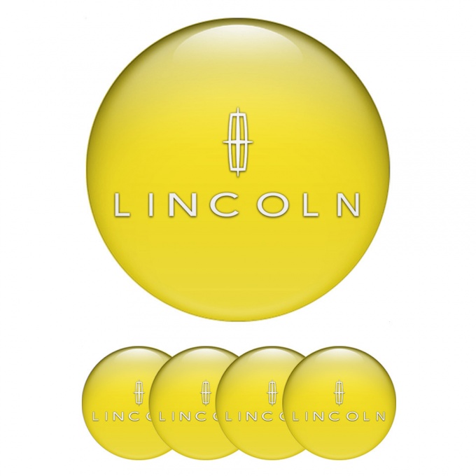 Lincoln Wheel Stickers for Center Caps Yellow Print White Star Logo