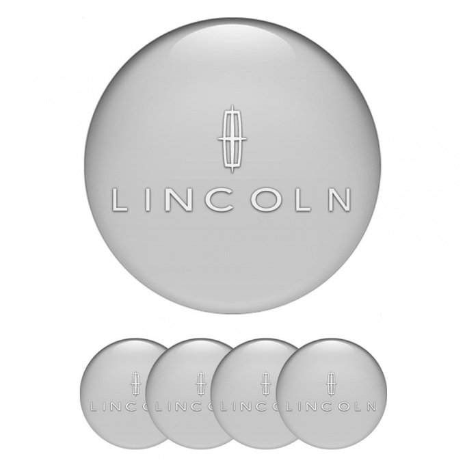 Lincoln Silicone Stickers for Center Wheel Caps Grey Print White Logo