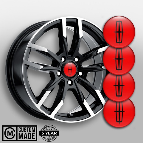 Lincoln Emblem for Center Wheel Caps Red Background Black Grand Logo