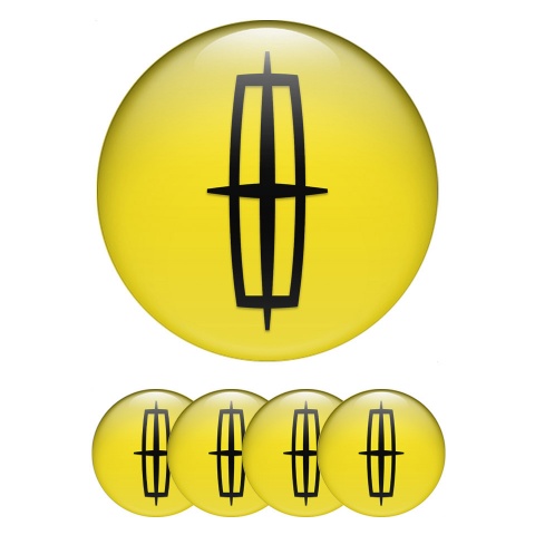 Lincoln Center Wheel Caps Stickers Yellow Background Black Grand Logo