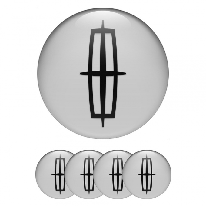 Lincoln Emblems for Center Wheel Caps Grey Base Black Grand Logo
