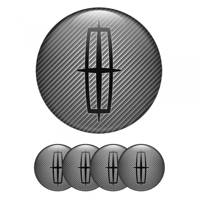 Lincoln Wheel Stickers for Center Caps Carbon Fiber Black Grand Logo