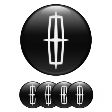 Lincoln Domed Stickers for Wheel Center Caps Black Base Grand White Logo