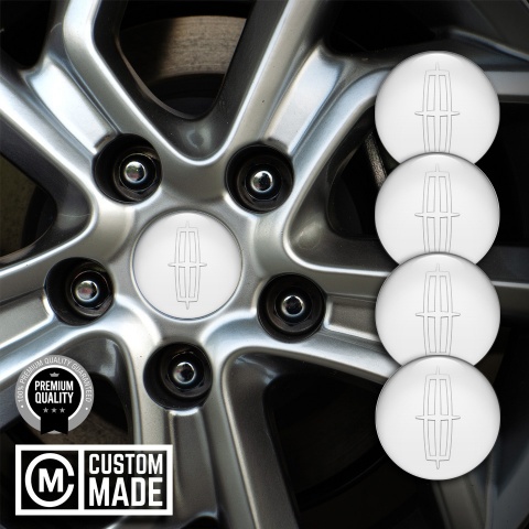 Lincoln Stickers for Center Wheel Caps White Base Grand Transparent Logo