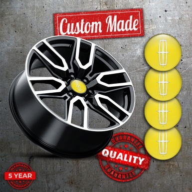 Lincoln Emblem for Wheel Center Caps Yellow Fill Grand White Logo