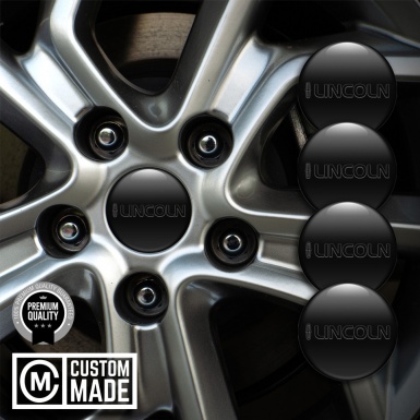 Lincoln Wheel Stickers for Center Caps Black Fill Dark Logo Print