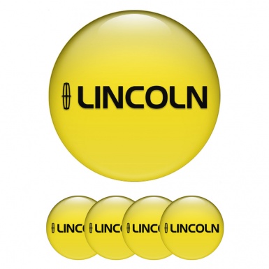 Lincoln Stickers for Center Wheel Caps Yellow Base Dark Logo Print