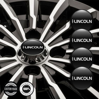 Lincoln Emblem for Center Wheel Caps Black Fill White Logo Print