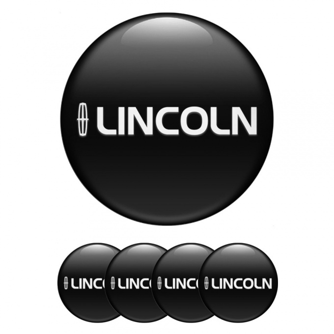 Lincoln Emblem for Center Wheel Caps Black Fill White Logo Print