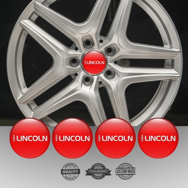Lincoln Wheel Stickers for Center Caps Crimson Fill White Logo Print