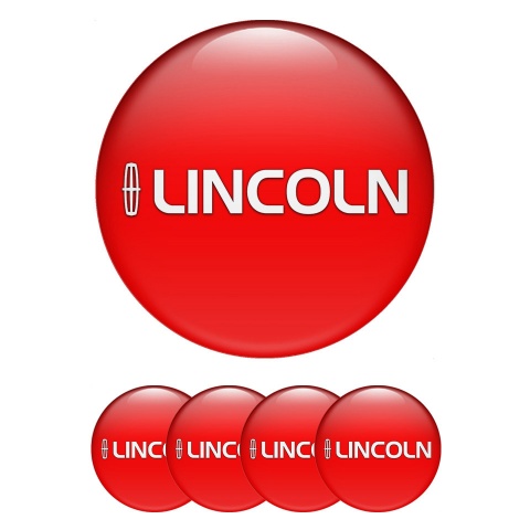 Lincoln Wheel Stickers for Center Caps Crimson Fill White Logo Print