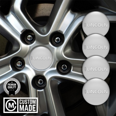 Lincoln Domed Stickers for Wheel Center Caps Grey Base White Logo Print