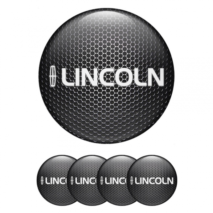 Lincoln Wheel Emblem for Center Caps Steel Mesh White Logo Print