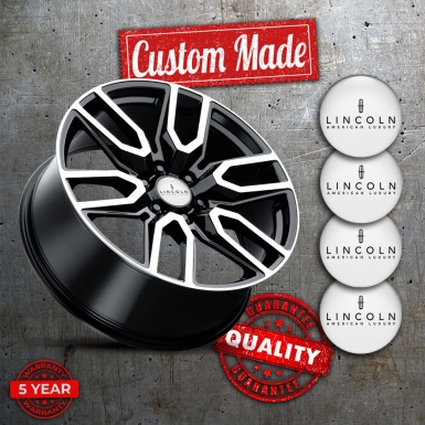 Lincoln Emblem for Wheel Center Caps White Base Black Color Luxury Logo