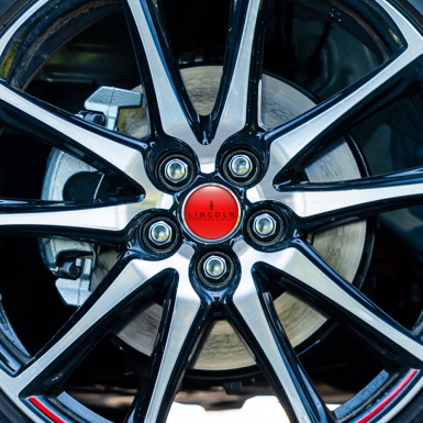 Lincoln Emblem for Center Wheel Caps Red Base Black Luxury Logo