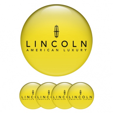Lincoln Center Wheel Caps Stickers Yellow Base Black Luxury Logo