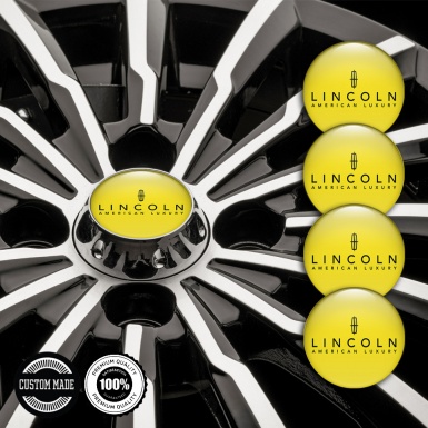 Lincoln Center Wheel Caps Stickers Yellow Base Black Luxury Logo