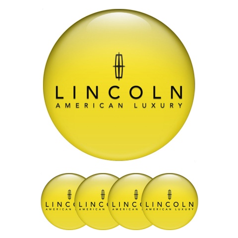 Lincoln Center Wheel Caps Stickers Yellow Base Black Luxury Logo