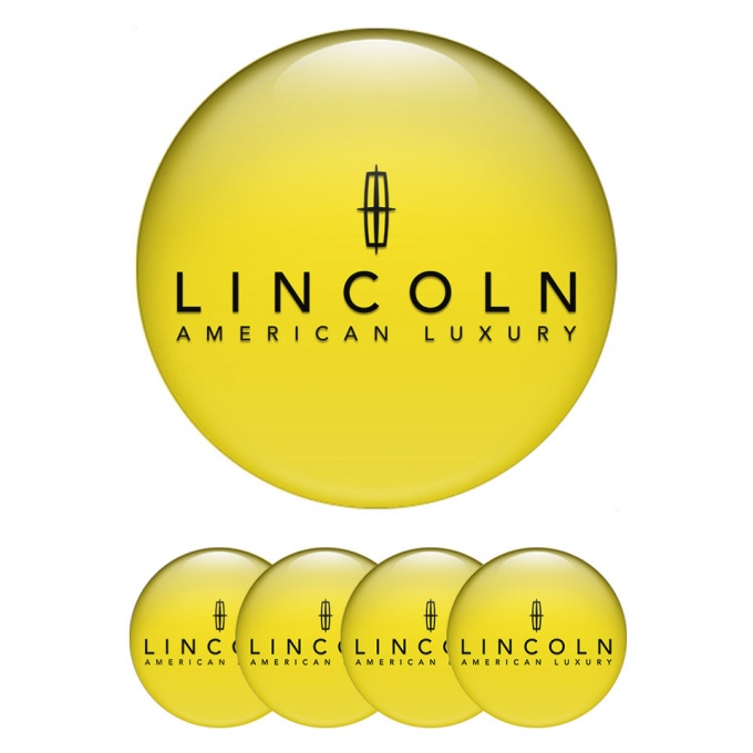 Lincoln Center Wheel Caps Stickers Yellow Base Black Luxury Logo