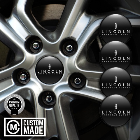 Lincoln Wheel Emblem for Center Caps Black Fill White Luxury Logo