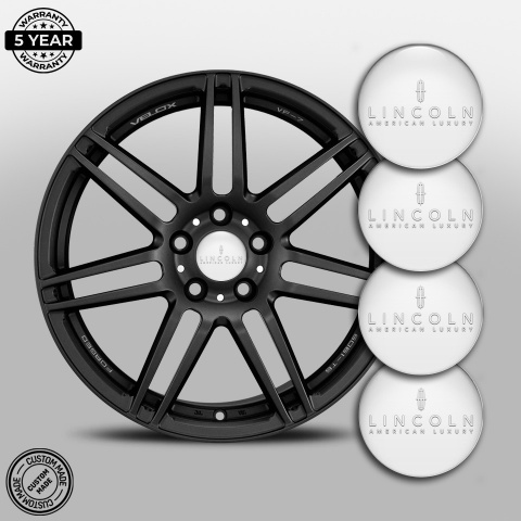Lincoln Stickers for Wheels Center Caps Pearl Base White Luxury Logo