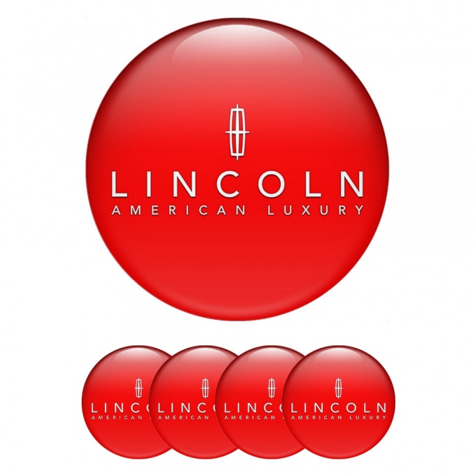 Lincoln Stickers for Wheels Center Caps Red Print White Luxury Logo