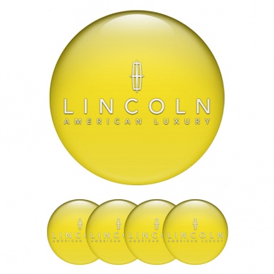 Lincoln Emblem for Center Wheel Caps Yellow Print White Luxury Logo