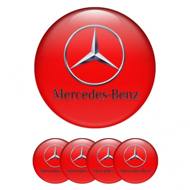 Mercedes Stickers for Center Wheel Caps Red Chrome Logo Edition