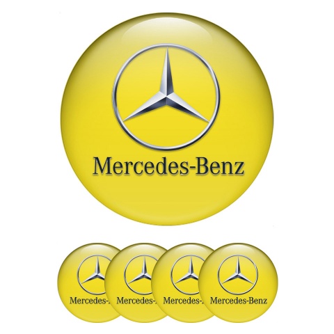 Mercedes Wheel Emblem for Center Caps Yellow Chrome Logo Edition