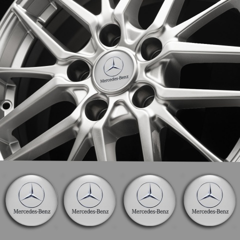 Mercedes Stickers for Wheels Center Caps Grey Chrome Logo Edition