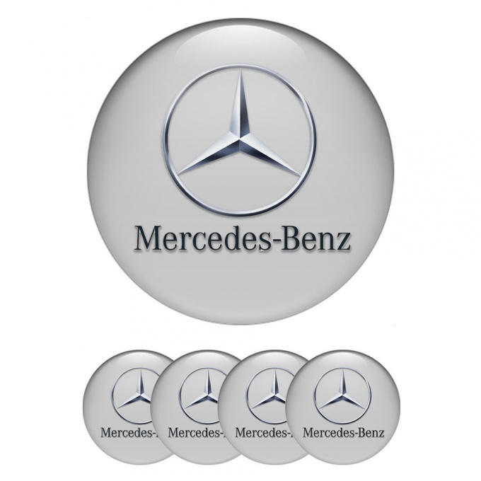 Mercedes Stickers for Wheels Center Caps Grey Chrome Logo Edition