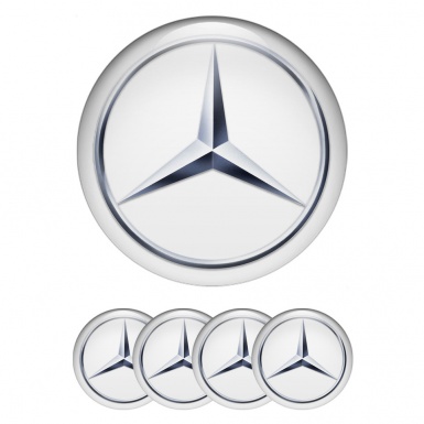 Mercedes Emblems for Center Wheel Caps White Metallic Star Edition