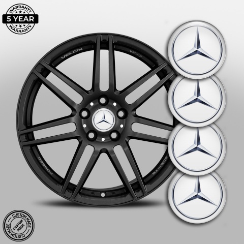 Mercedes Emblems for Center Wheel Caps White Metallic Star Edition