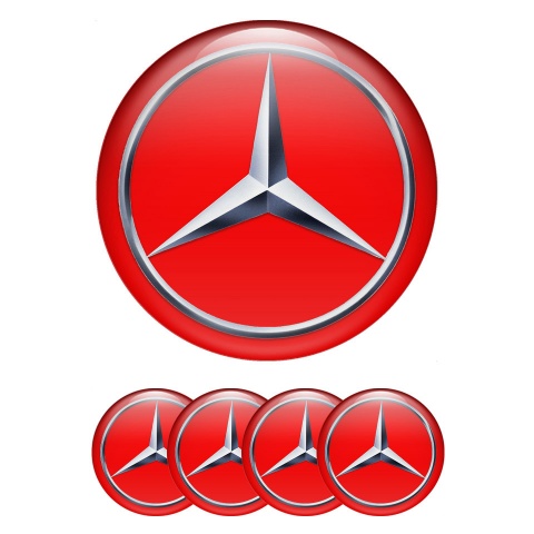 Mercedes Wheel Stickers for Center Caps Red Metallic Star Edition