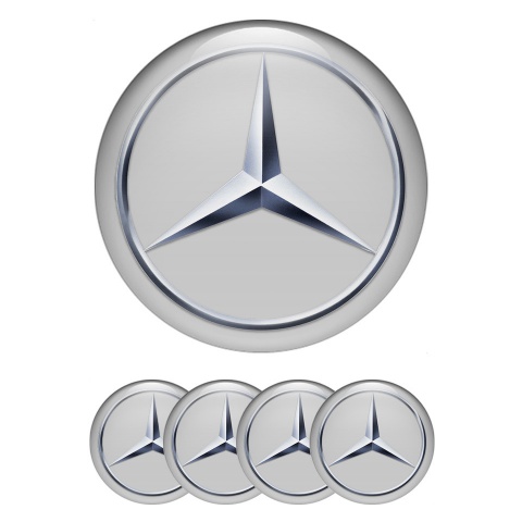 Mercedes Silicone Stickers for Center Wheel Caps Grey Base Metallic Star