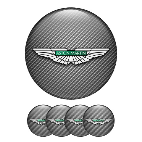Aston Martin Wheel Center Cap Domed Stickers Dark Gray Carbon