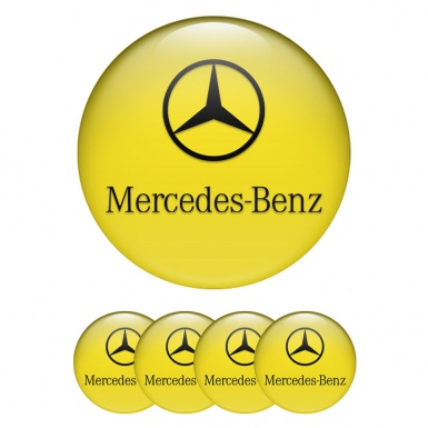 Mercedes Emblem for Center Wheel Caps Yellow Print Classic Black Logo